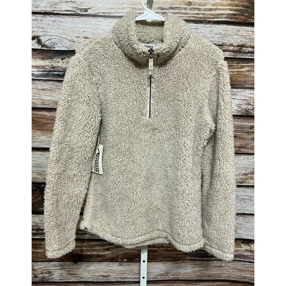Mountain Khakis Women's Small Sherpa Pullover Quarter Zip Jacket Shirt New Cream - Picture 2 of 7